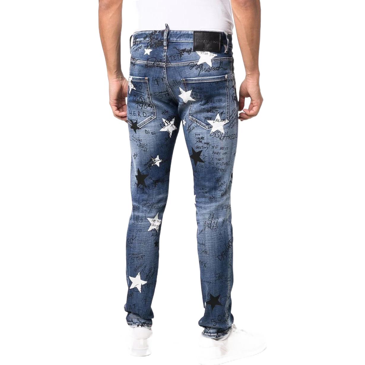 DSQUARED2 SS22 Slim Fit Slogan Print Jeans Men Blue S71LB1063S30664-470 圖 4