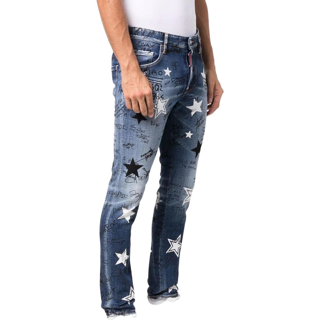 DSQUARED2 SS22 Slim Fit Slogan Print Jeans Men Blue S71LB1063S30664-470 圖 5