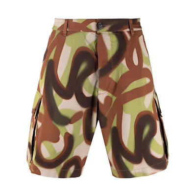 DSQUARED2 SS22 Spray Effect Button-Up Cargo Shorts Brown Mens. S74MU0698S54405-002S