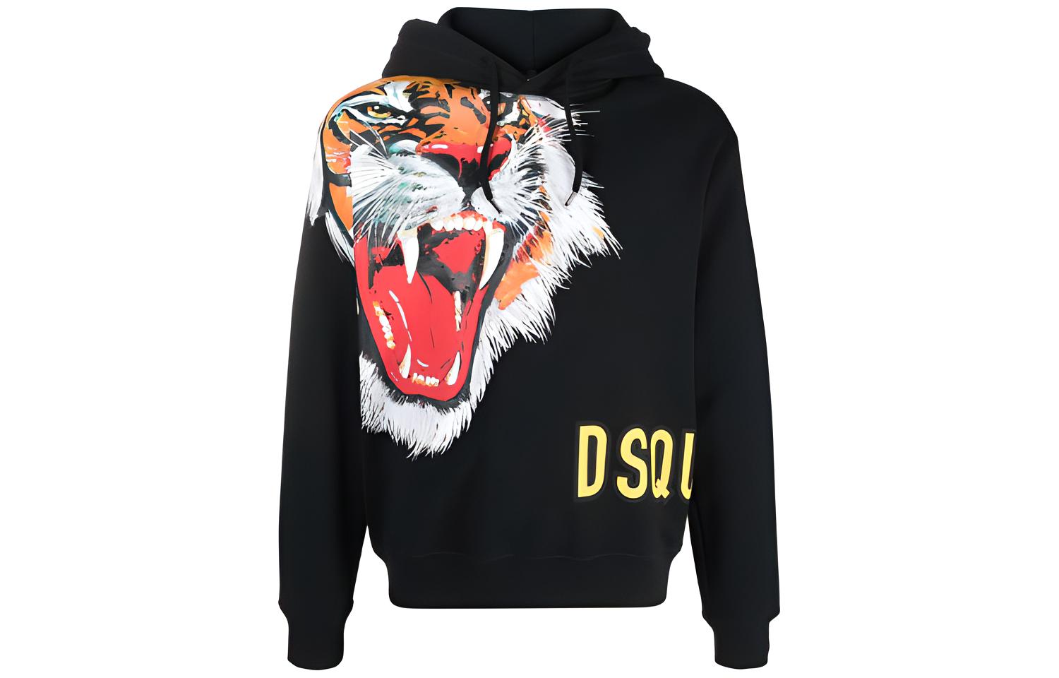 DSQUARED2 SS22 Tiger Print Sweatshirt Black  Fashion. S74GU0598S25516-900