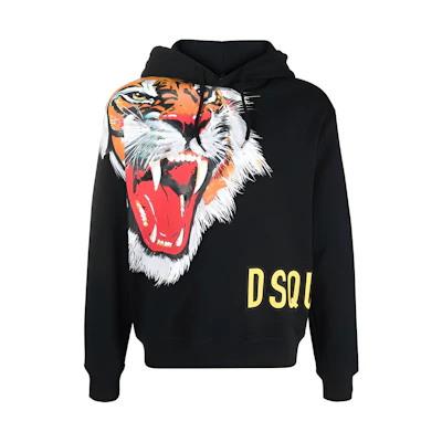 DSQUARED2 SS22 Tiger Print Sweatshirt Black Fashion. S74GU0598S25516-900