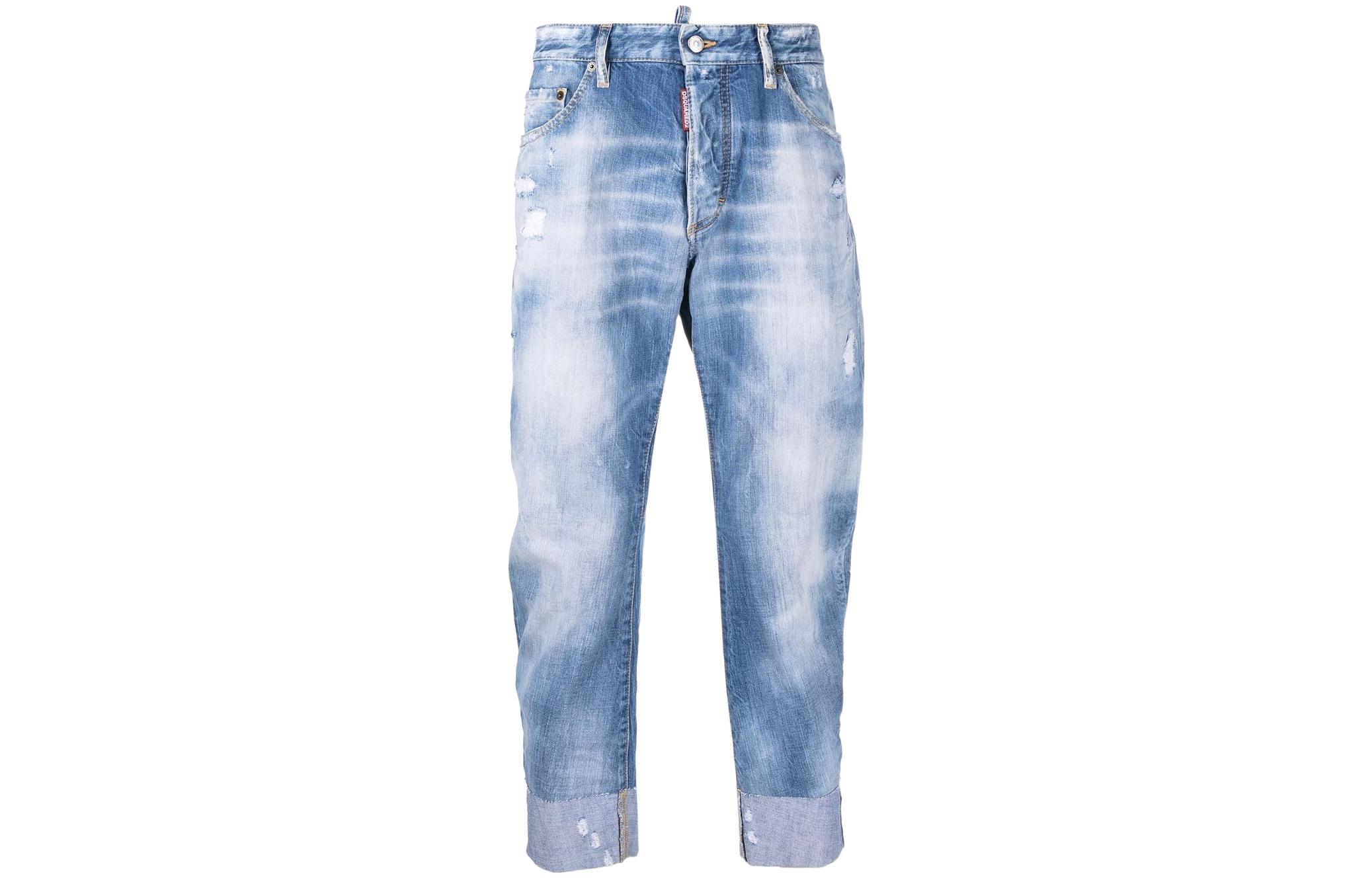 DSQUARED2 SS22 Washed Distressed Ankle-Length Cuffed Jeans Men’s Blue. S74LB1091S30309-470 圖 2