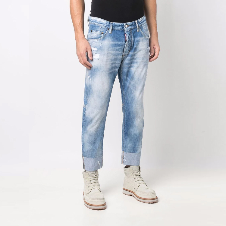 DSQUARED2 SS22 Washed Distressed Ankle-Length Cuffed Jeans Men’s Blue. S74LB1091S30309-470 圖 4