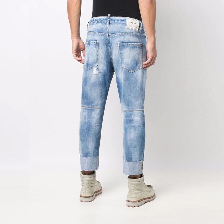 DSQUARED2 SS22 Washed Distressed Ankle-Length Cuffed Jeans Men’s Blue. S74LB1091S30309-470 圖 5