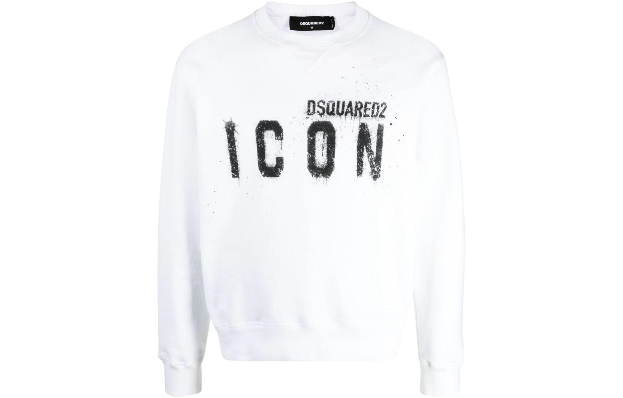 Dsquared2 SS22 White Long Sleeve Sweatshirt with Chest Logo Print S79GU0056S25516-100