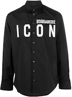 DSQUARED2 SS23 Black Long Sleeve Shirt with Logo Print and Spread Collar S79DL0026S36275-900 DSQUARED2 SS23 Black Long Sleeve Shirt with Logo Print and Spread Collar S79DL0026S36275-900