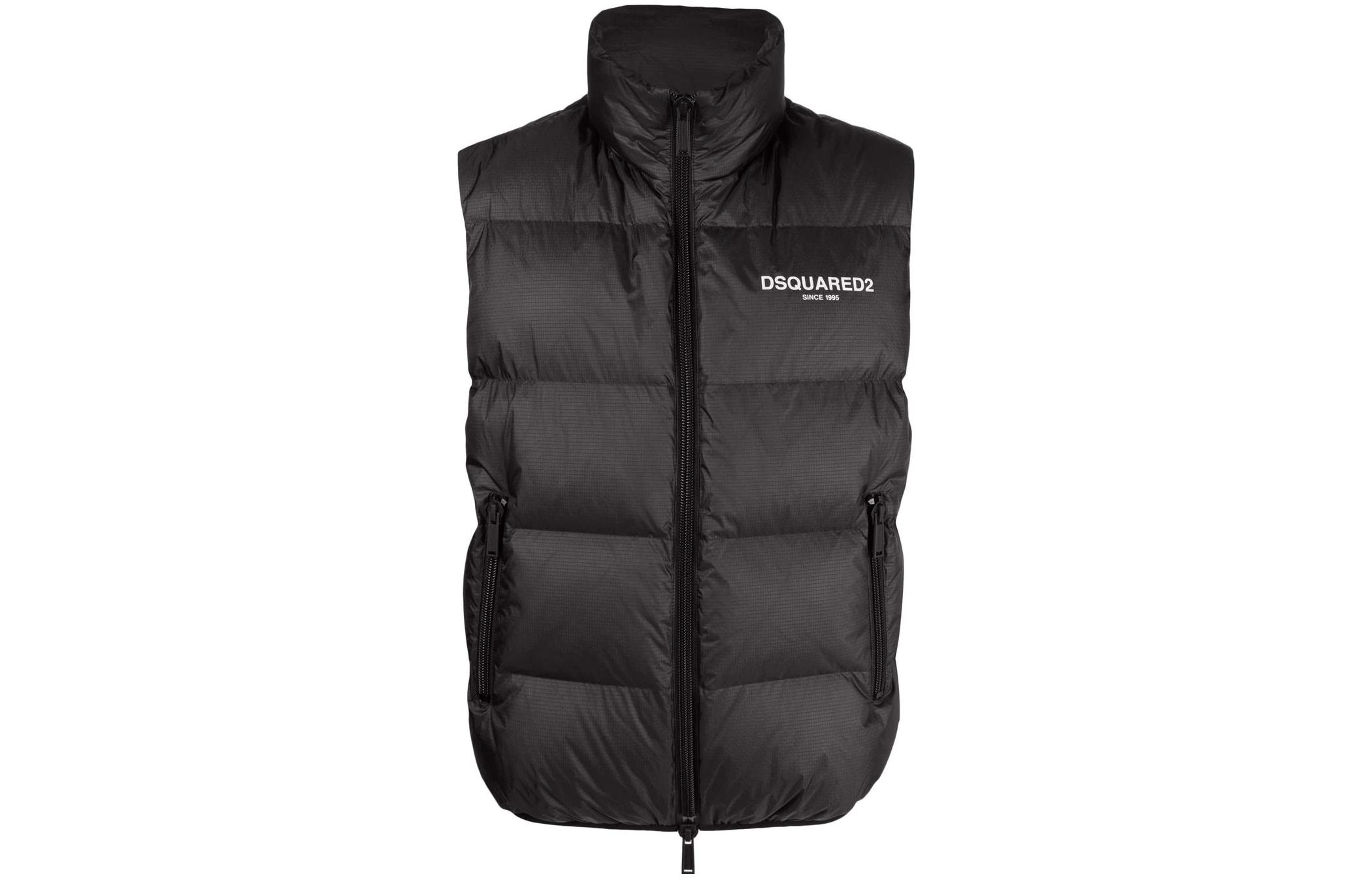 DSQUARED2 SS23  Black Puffer Vest with Solid Logo Print Design. S74FB0303S76627-900