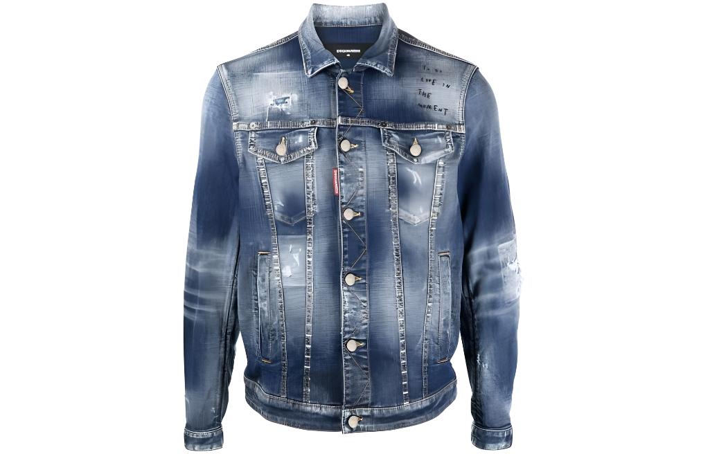 DSQUARED2 SS23  Blue Denim Jacket with Collar and Chest Pocket. S74AM1356S30664-470