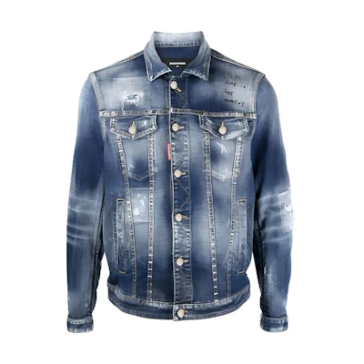 DSQUARED2 SS23 Blue Denim Jacket with Collar and Chest Pocket. S74AM1356S30664-470