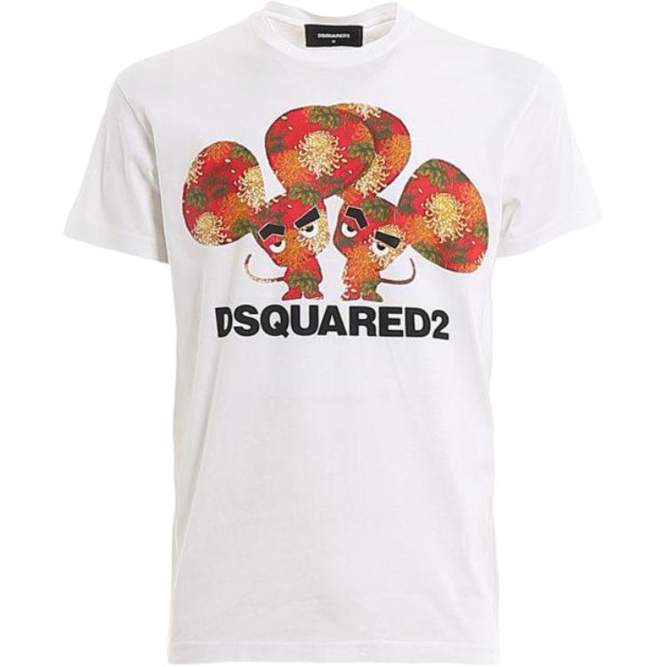DSQUARED2 SS23  Cotton Letter Print Crew Neck Short Sleeve T-Shirt. S74GD0654S22427-100