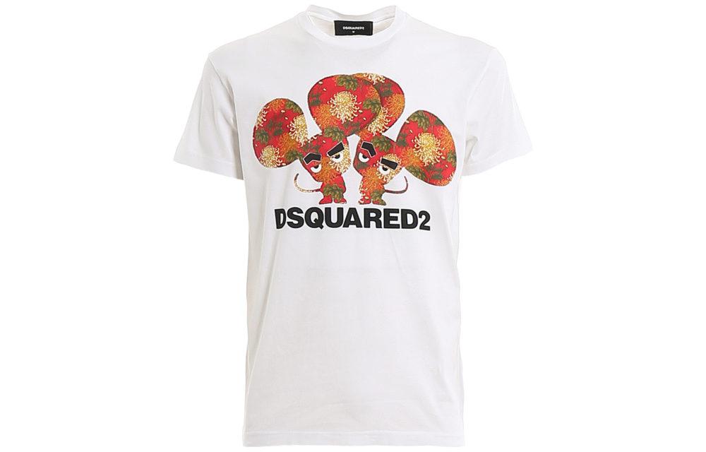 Order DSQUARED2 SS23 棉质字母印花圆领短袖T恤。 S74GD0654S22427-100