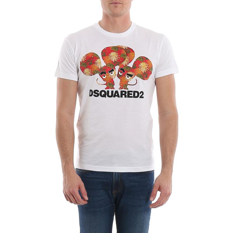 Lookbook DSQUARED2 SS23 棉质字母印花圆领短袖T恤。 S74GD0654S22427-100