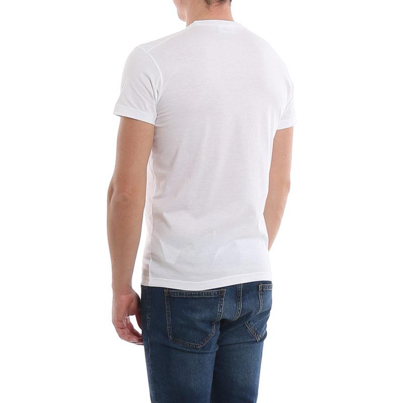 Shop DSQUARED2 SS23 棉质字母印花圆领短袖T恤。 S74GD0654S22427-100