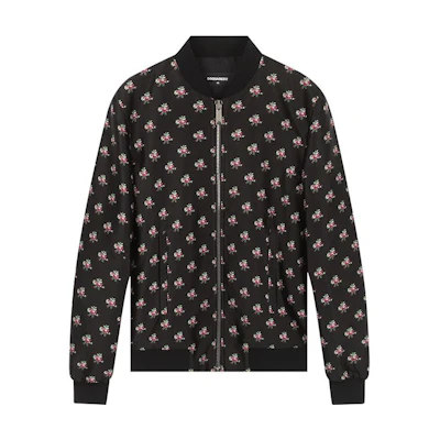 DSQUARED2 SS23 Floral Embroidered Short Zip Jacket Black. S71AM0868S48165-001S
