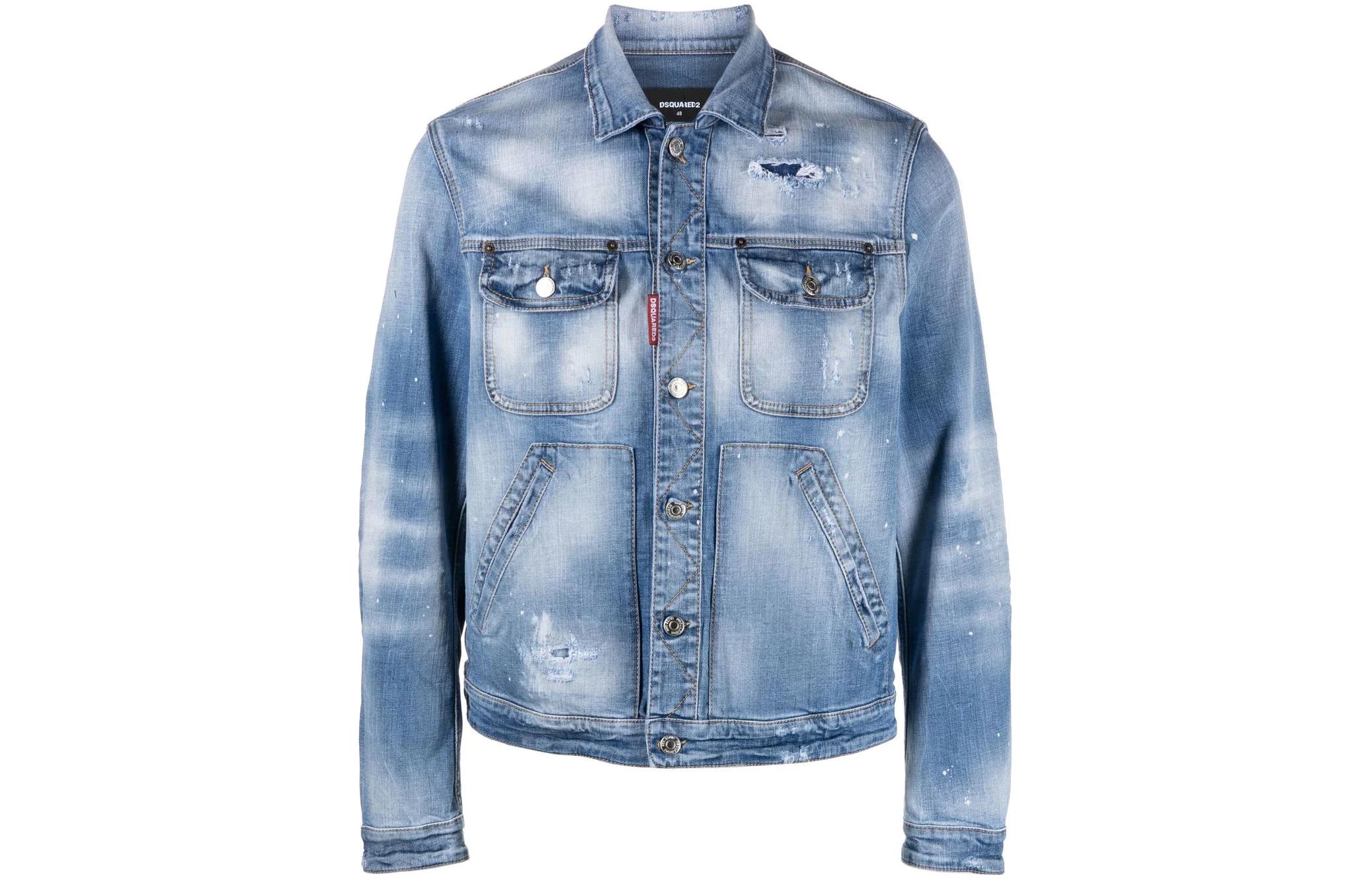DSQUARED2 SS23  Logo Print Denim Jacket in Blue. S79AM0048S30664-470