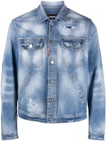 DSQUARED2 SS23 Logo Print Denim Jacket in Blue. S79AM0048S30664-470 DSQUARED2 SS23 Logo Print Denim Jacket in Blue. S79AM0048S30664-470