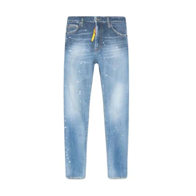 DSQUARED2 SS23 Paint-Splatter Print Jeans Light Denim Blue S74LB1277S30789-470