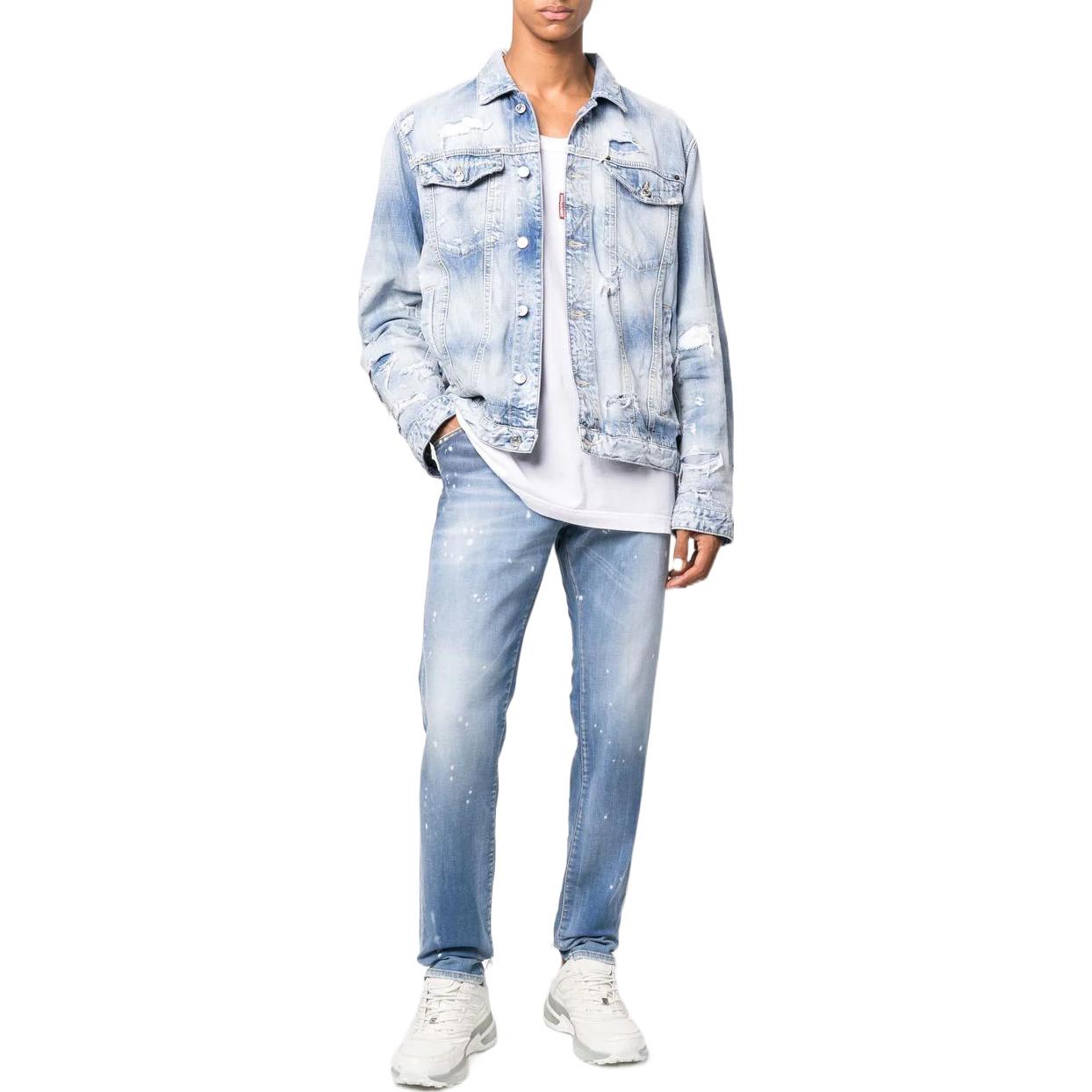 DSQUARED2 SS23  Paint-Splatter Print Jeans Light Denim Blue S74LB1277S30789-470 圖 3