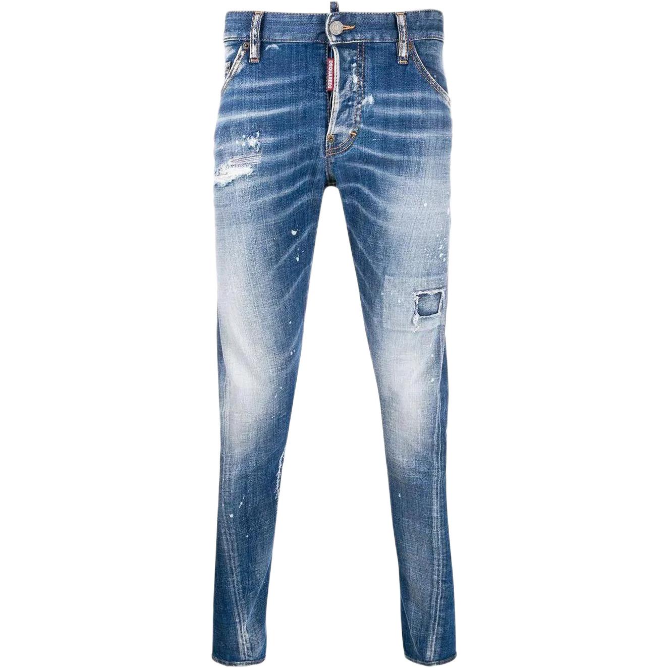 DSQUARED2 SS23  Slim Fit Zipper Light Blue Distressed Jeans. S74LB0669S30342-470