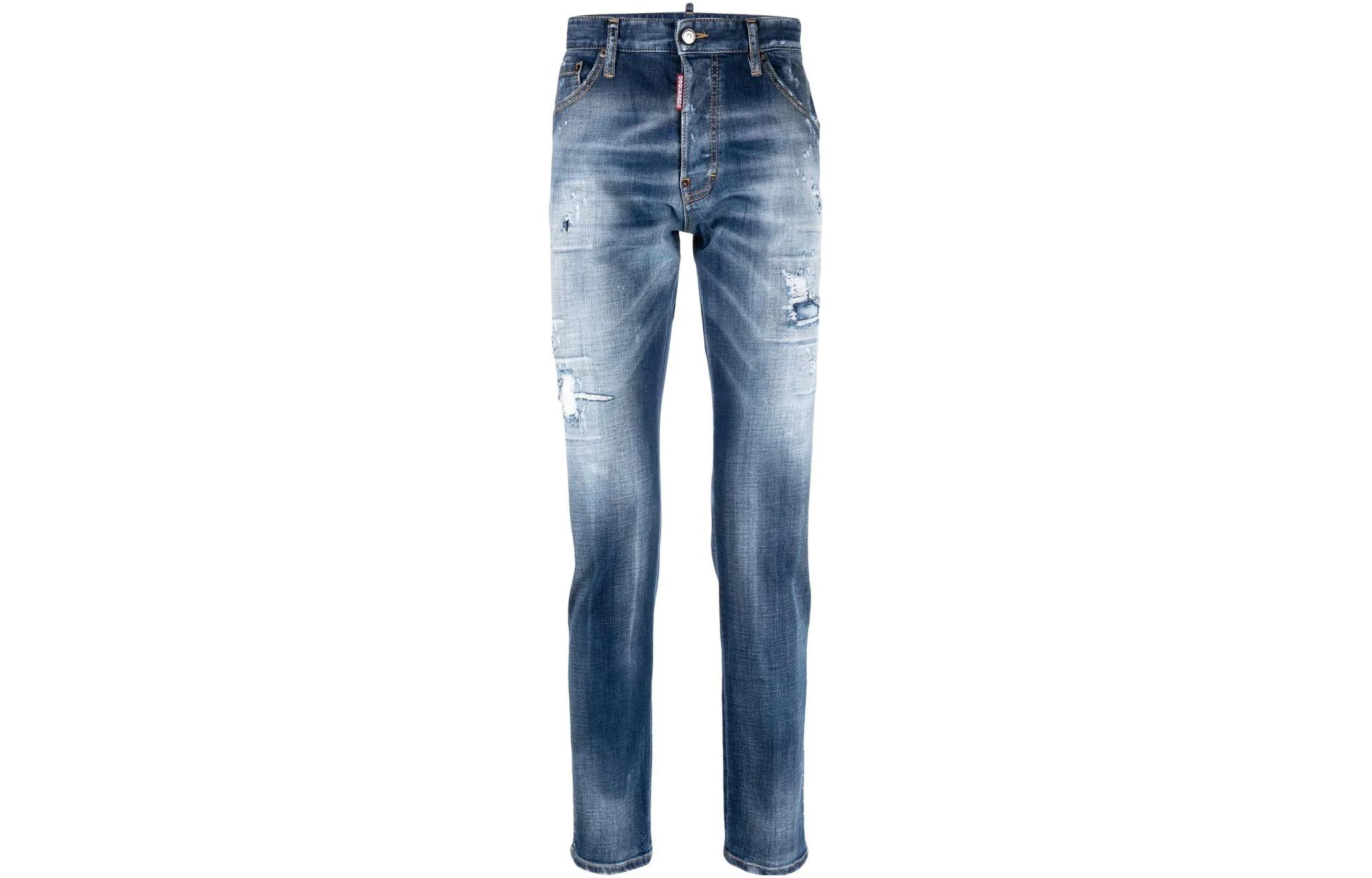 DSQUARED2 SS23  Straight-Leg Distressed Patch Jeans Navy Blue S74LB1257S30664-470 圖 2