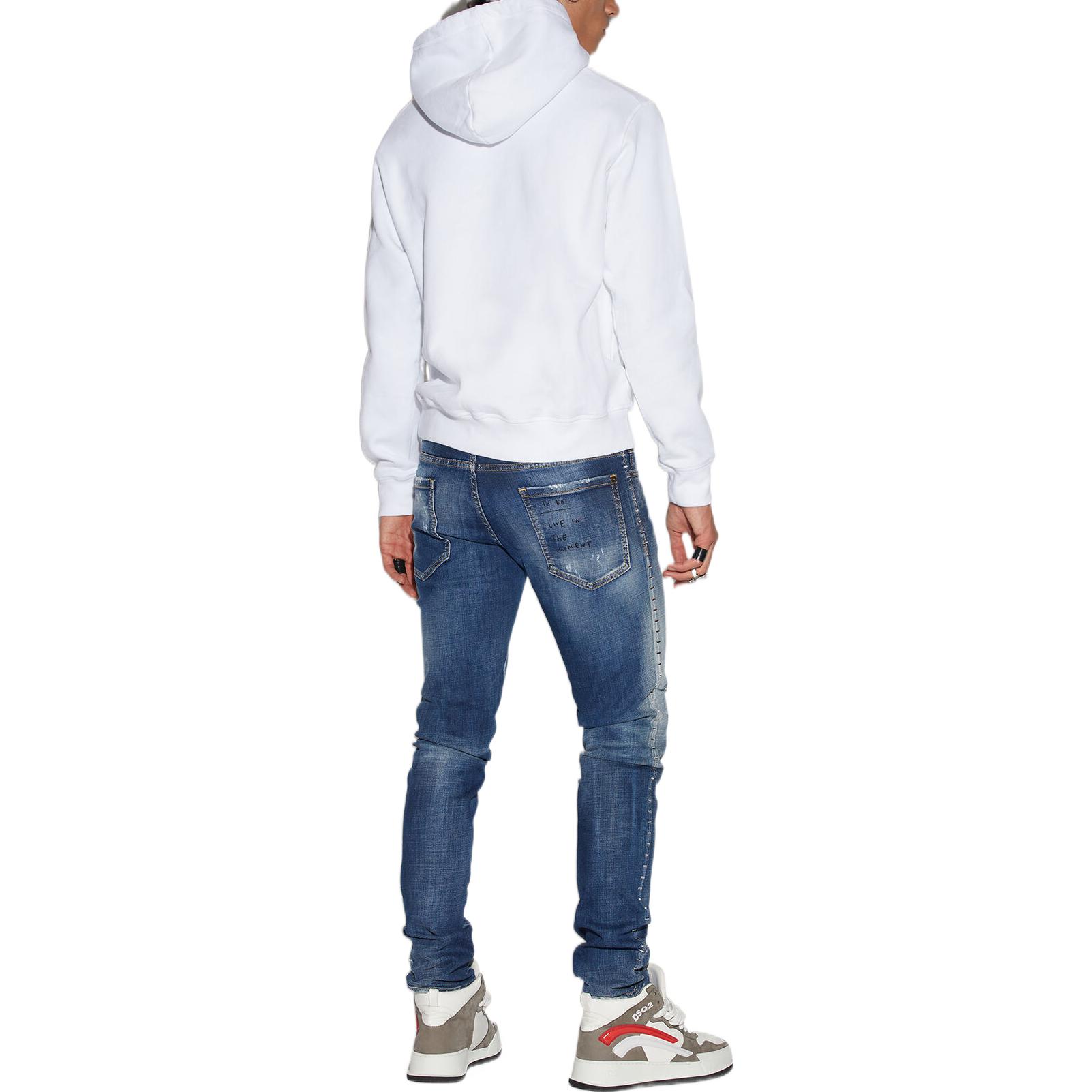 DSQUARED2 SS23  Straight-Leg Distressed Patch Jeans Navy Blue S74LB1257S30664-470 圖 4