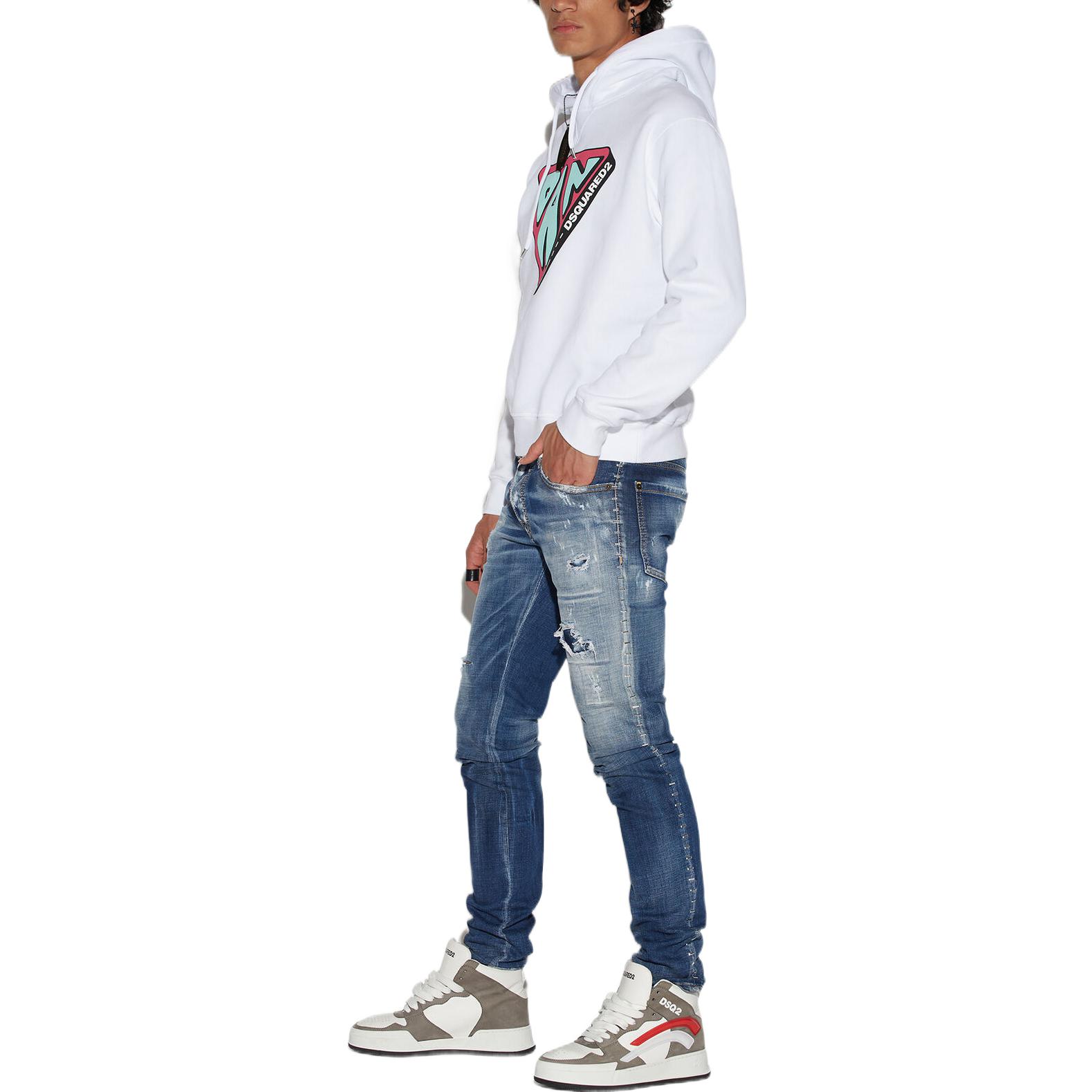 DSQUARED2 SS23  Straight-Leg Distressed Patch Jeans Navy Blue S74LB1257S30664-470 圖 5