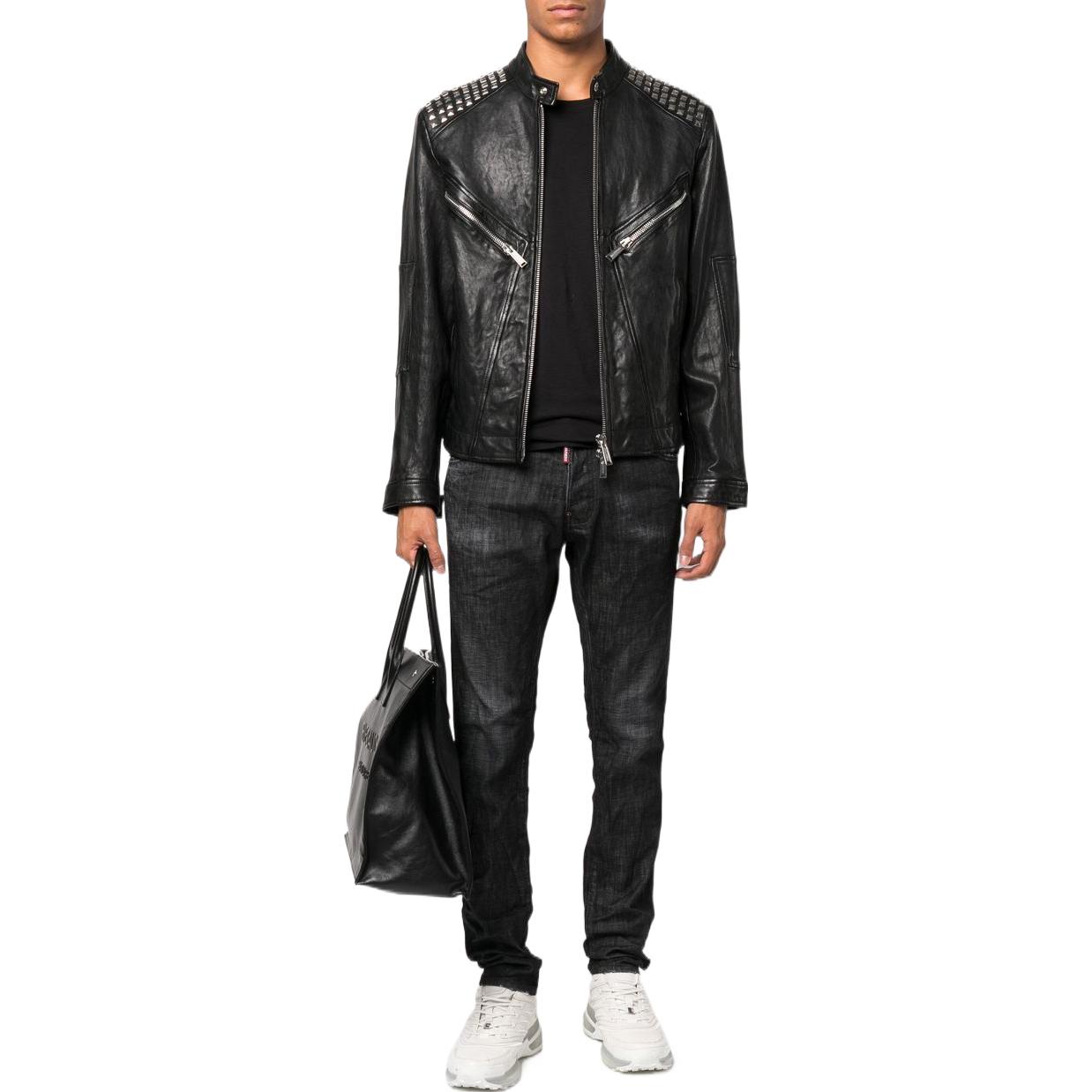 DSQUARED2 SS23 Black Slim Fit Washed Logo Patch Jeans Men. S74LB1227S30357-900 圖 3