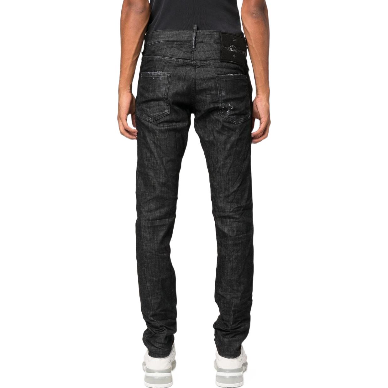 DSQUARED2 SS23 Black Slim Fit Washed Logo Patch Jeans Men. S74LB1227S30357-900 圖 4