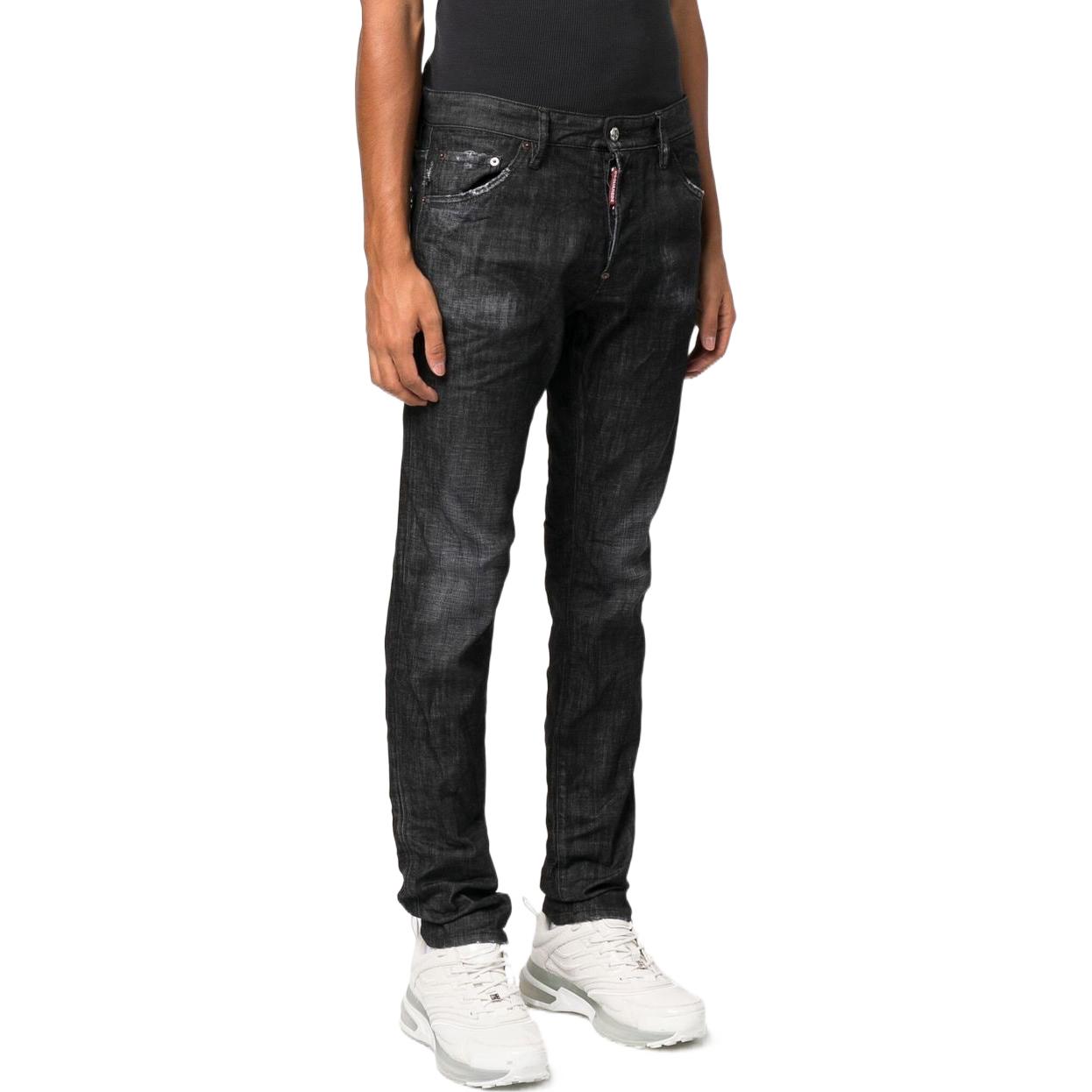 DSQUARED2 SS23 Black Slim Fit Washed Logo Patch Jeans Men. S74LB1227S30357-900 圖 5