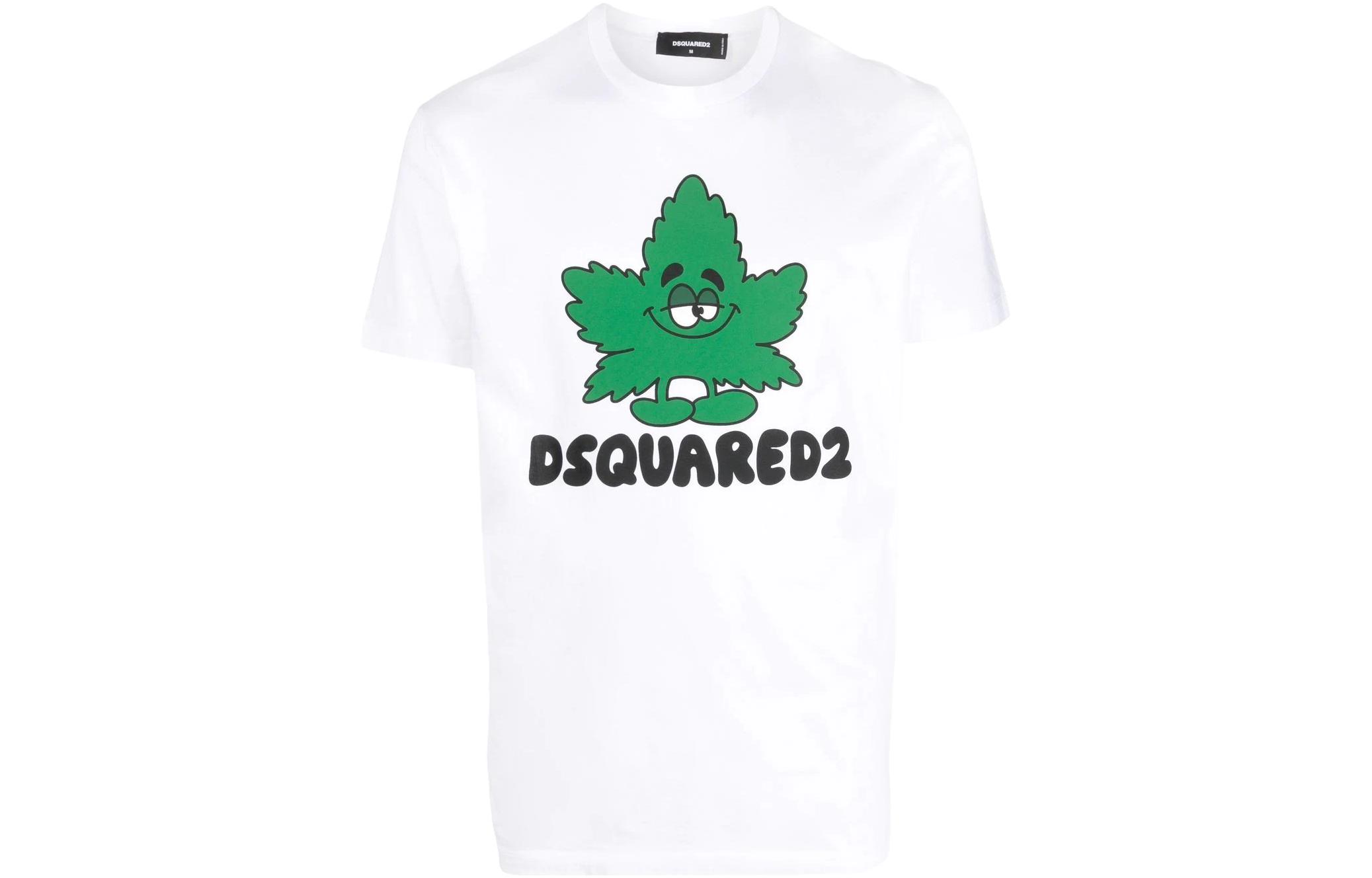 DSQUARED2 SS23 Cartoon Maple Leaf Logo White Crewneck T-Shirt S71GD1279S23009-100
