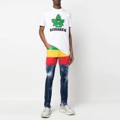 DSQUARED2 SS23 カートゥーンメープルリーフロゴ 白 クルーネックTシャツ S71GD1279S23009-100 Lookbook DSQUARED2 SS23 カートゥーンメープルリーフロゴ 白 クルーネックTシャツ S71GD1279S23009-100