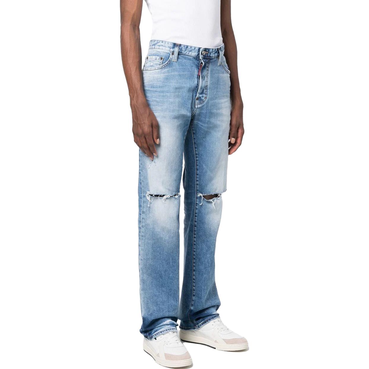 DSQUARED2 SS23 Distressed Button Straight Jeans Men Blue S71LB1185S30827-470 圖 5
