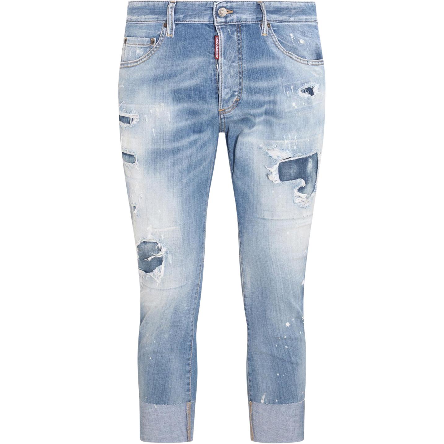 DSQUARED2 SS23 Distressed Cropped Jeans Blue Men’s Denim Pants. S74LB1367S30342470