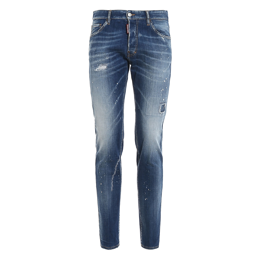 DSQUARED2 SS23 Distressed Mid-Rise Straight-Leg Jeans Men Blue S74LB0670S30342-470