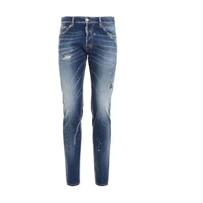 DSQUARED2 SS23 Distressed Mid-Rise Straight-Leg Jeans Men Blue S74LB0670S30342-470