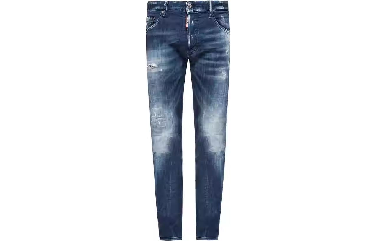 DSQUARED2 SS23 Distressed Mid-Rise Straight-Leg Jeans Men Blue S74LB0670S30342-470 圖 2