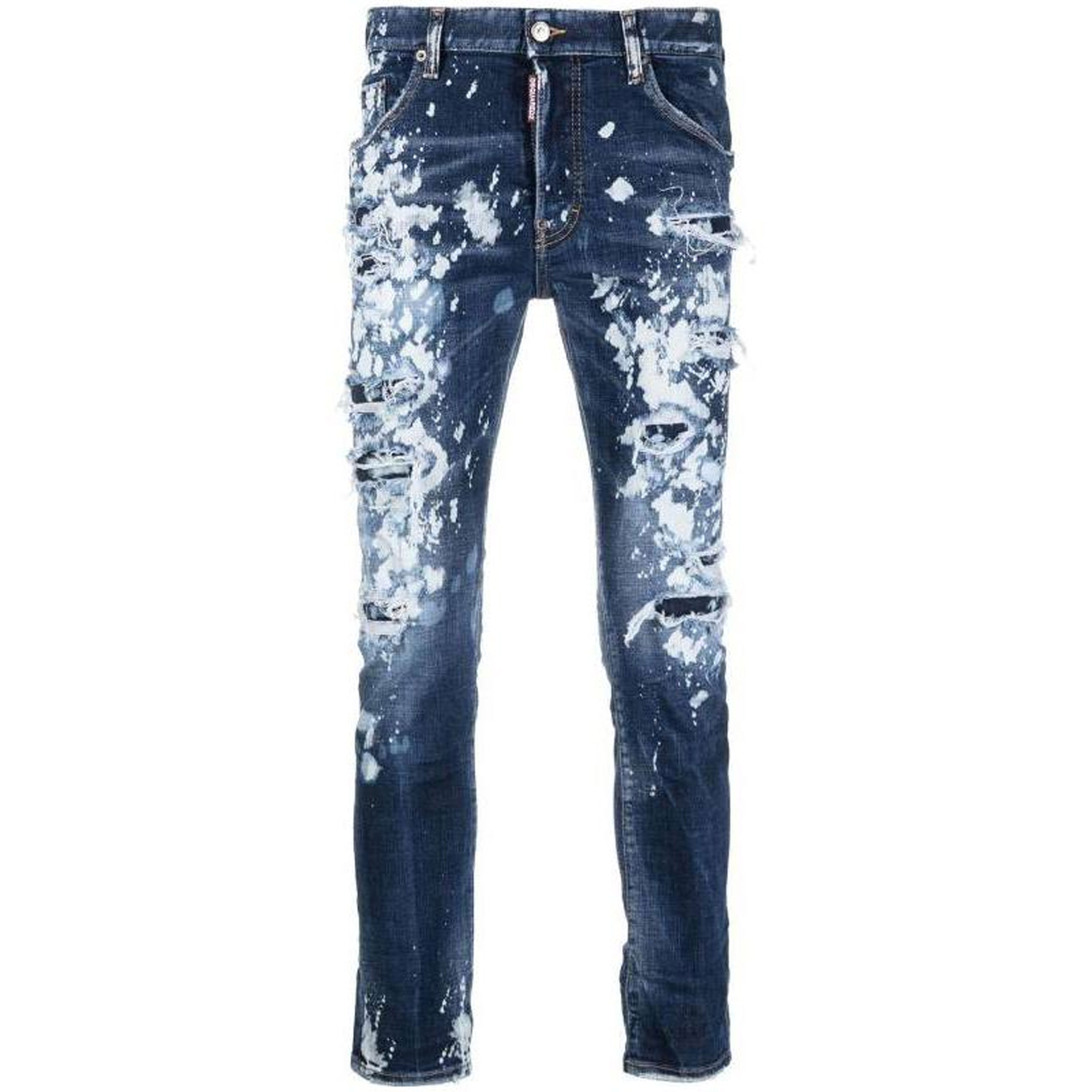 DSQUARED2 SS23 Distressed Paint-Splatter Jeans Blue  Denim S74LB1247S30664-470