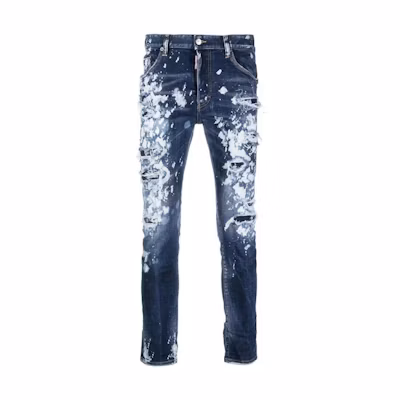 DSQUARED2 SS23 Distressed Paint-Splatter Jeans Blue Denim S74LB1247S30664-470