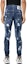 Shop DSQUARED2 SS23 藍色牛仔刷破塗鴉復古長褲 S74LB1247S30664-470