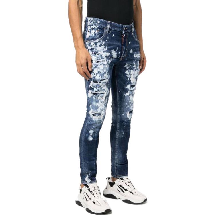 DSQUARED2 SS23 Distressed Paint-Splatter Jeans Blue  Denim S74LB1247S30664-470 圖 5