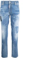 DSQUARED2 SS23 Distressed Paint Splash Straight Jeans Men Blue S74LB1252S30342-470 DSQUARED2 SS23 Distressed Paint Splash Straight Jeans Men Blue S74LB1252S30342-470
