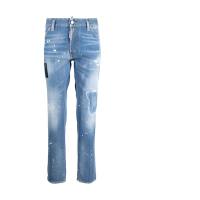 DSQUARED2 SS23 Distressed Paint Splash Straight Jeans Men Blue S74LB1252S30342-470