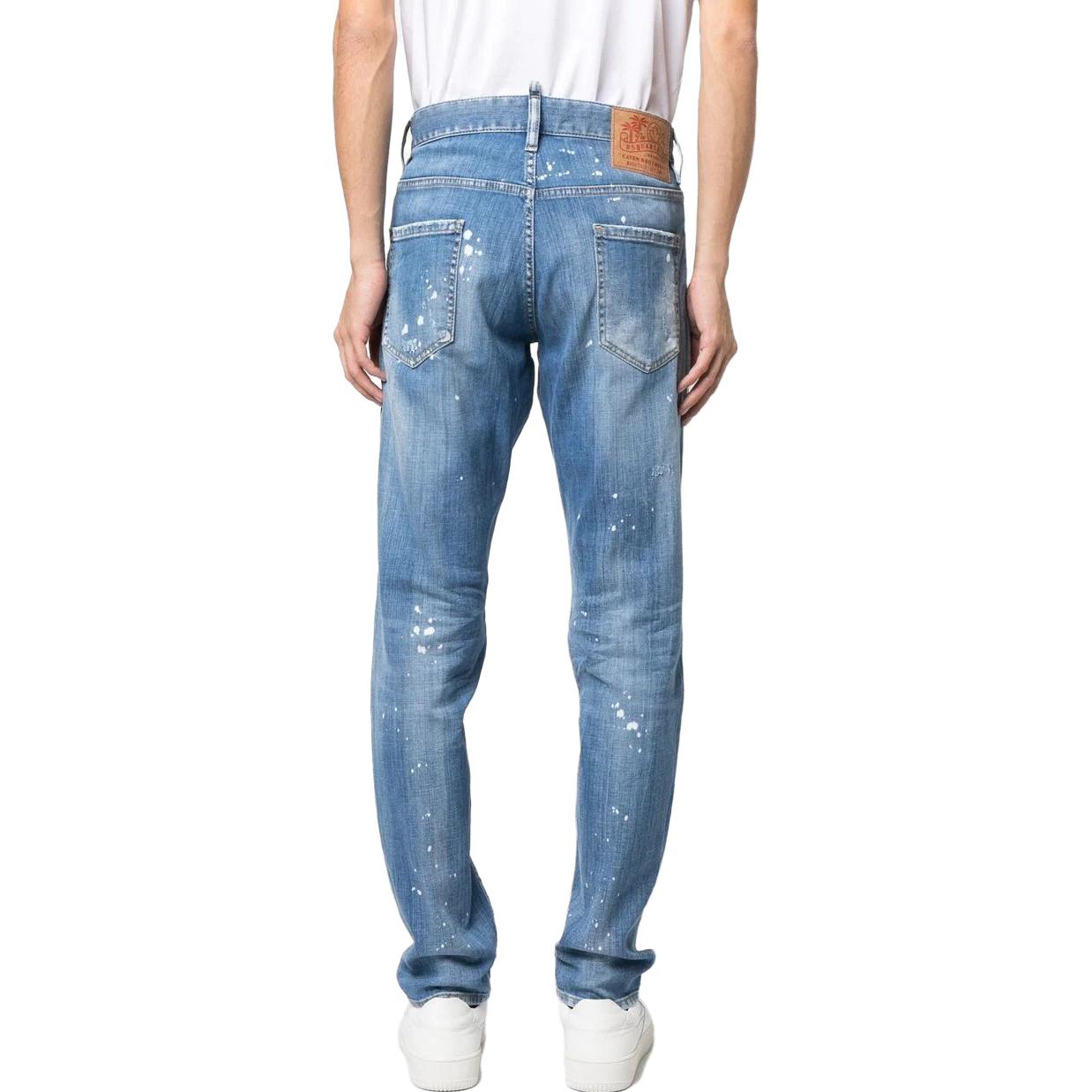 DSQUARED2 SS23 Distressed Paint Splash Straight Jeans Men Blue S74LB1252S30342-470 圖 4