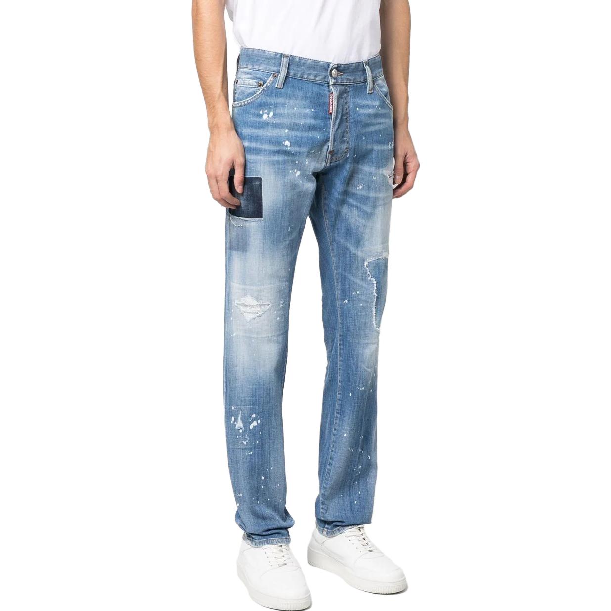 DSQUARED2 SS23 Distressed Paint Splash Straight Jeans Men Blue S74LB1252S30342-470 圖 5