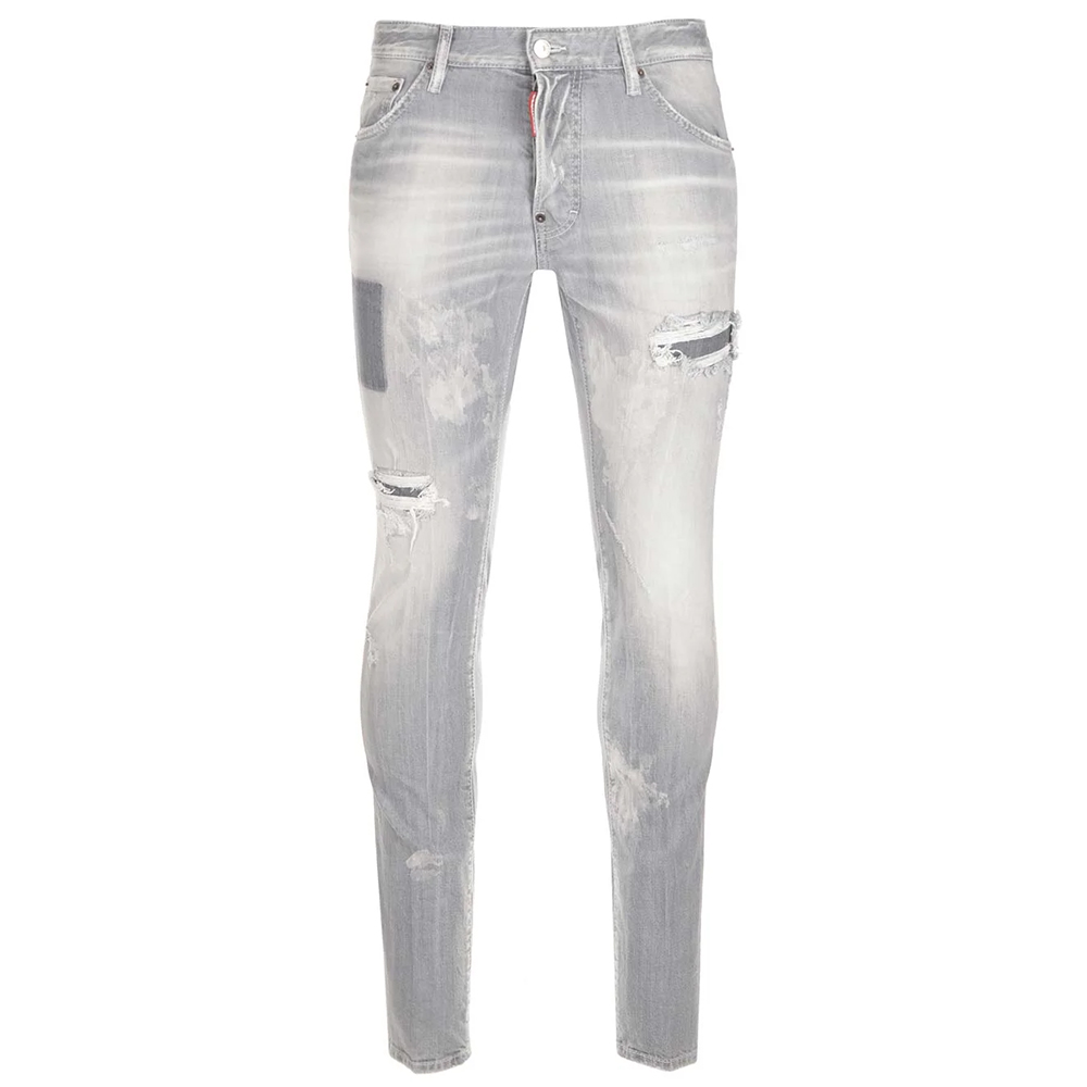 DSQUARED2 SS23 Distressed Patchwork Zipper Casual Jeans Men Grey. S74LB1364S30260-852