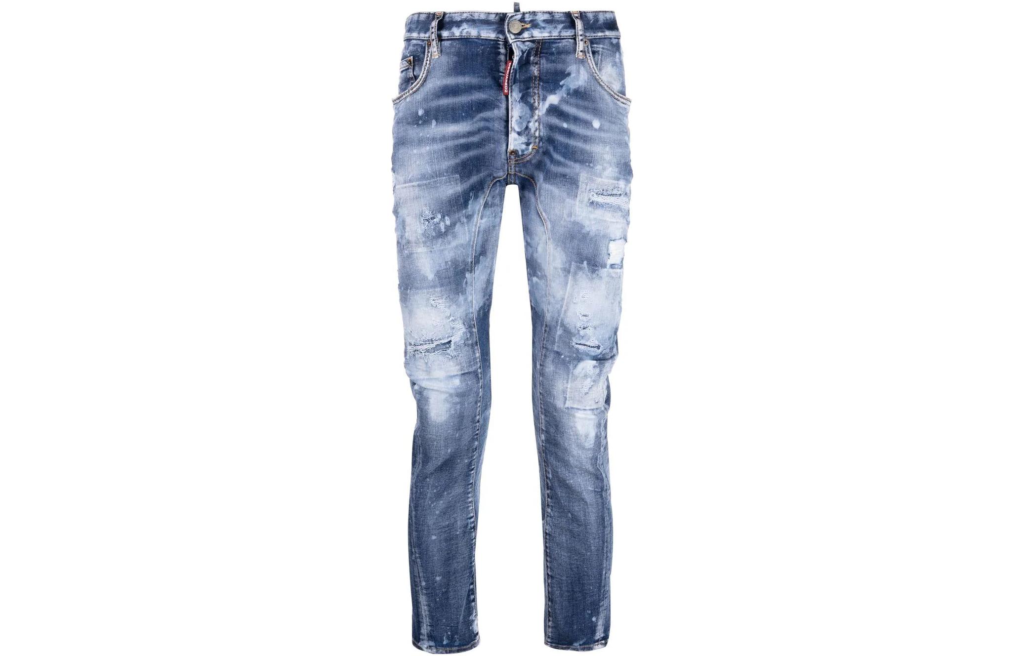 DSQUARED2 SS23 Distressed Skinny Fit Button Jeans Men’s Blue S74LB1179S30789-470