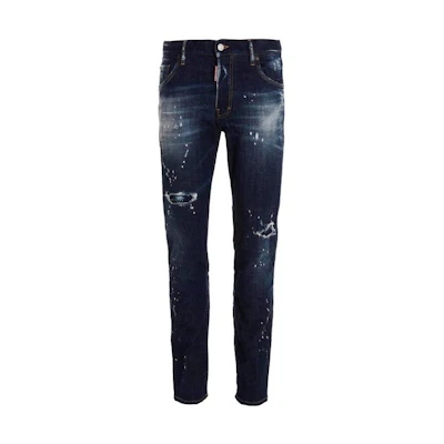 DSQUARED2 SS23 Distressed Slim Fit Jeans Blue S74LB1232S30342-470