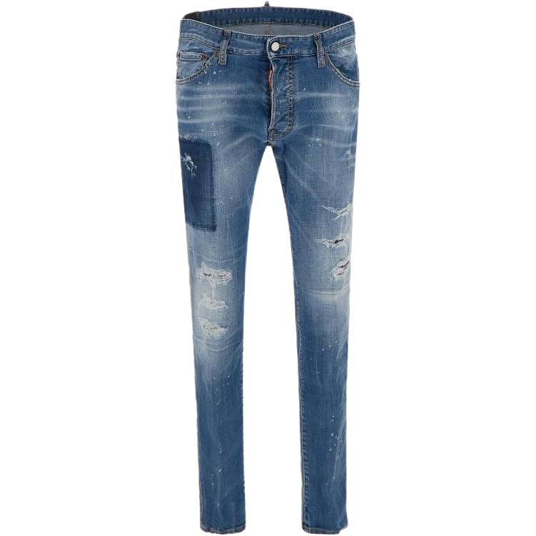 DSQUARED2 SS23 Distressed Slim Mid-Rise Jeans Blue Men S71LB1167S30664-470