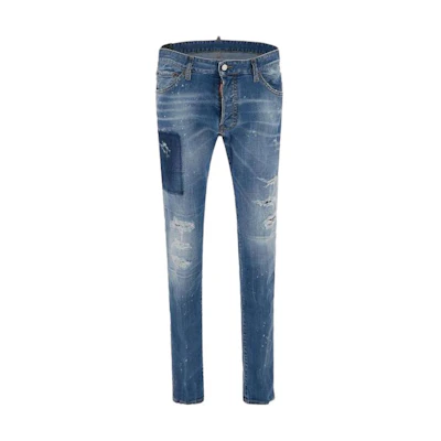DSQUARED2 SS23 Distressed Slim Mid-Rise Jeans Blue Men S71LB1167S30664-470