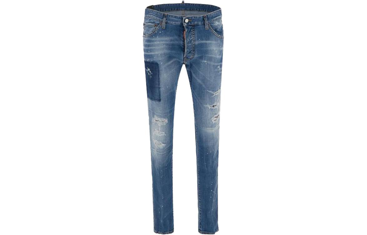 DSQUARED2 SS23 Distressed Slim Mid-Rise Jeans Blue Men S71LB1167S30664-470 圖 2